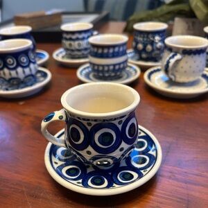 POLISH POTTERY 3 OZ ESPRESSO CUP & SAUCER